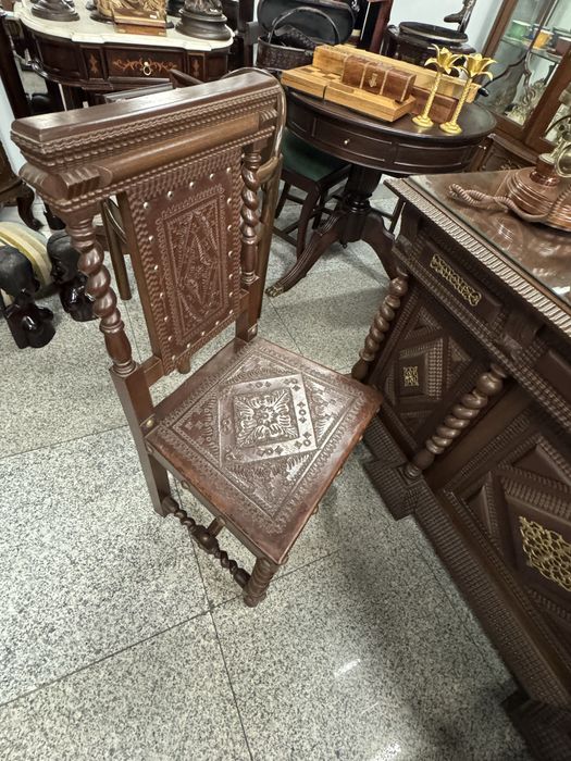 Conjunto Escritório antigo em madeira maciça - Negociável