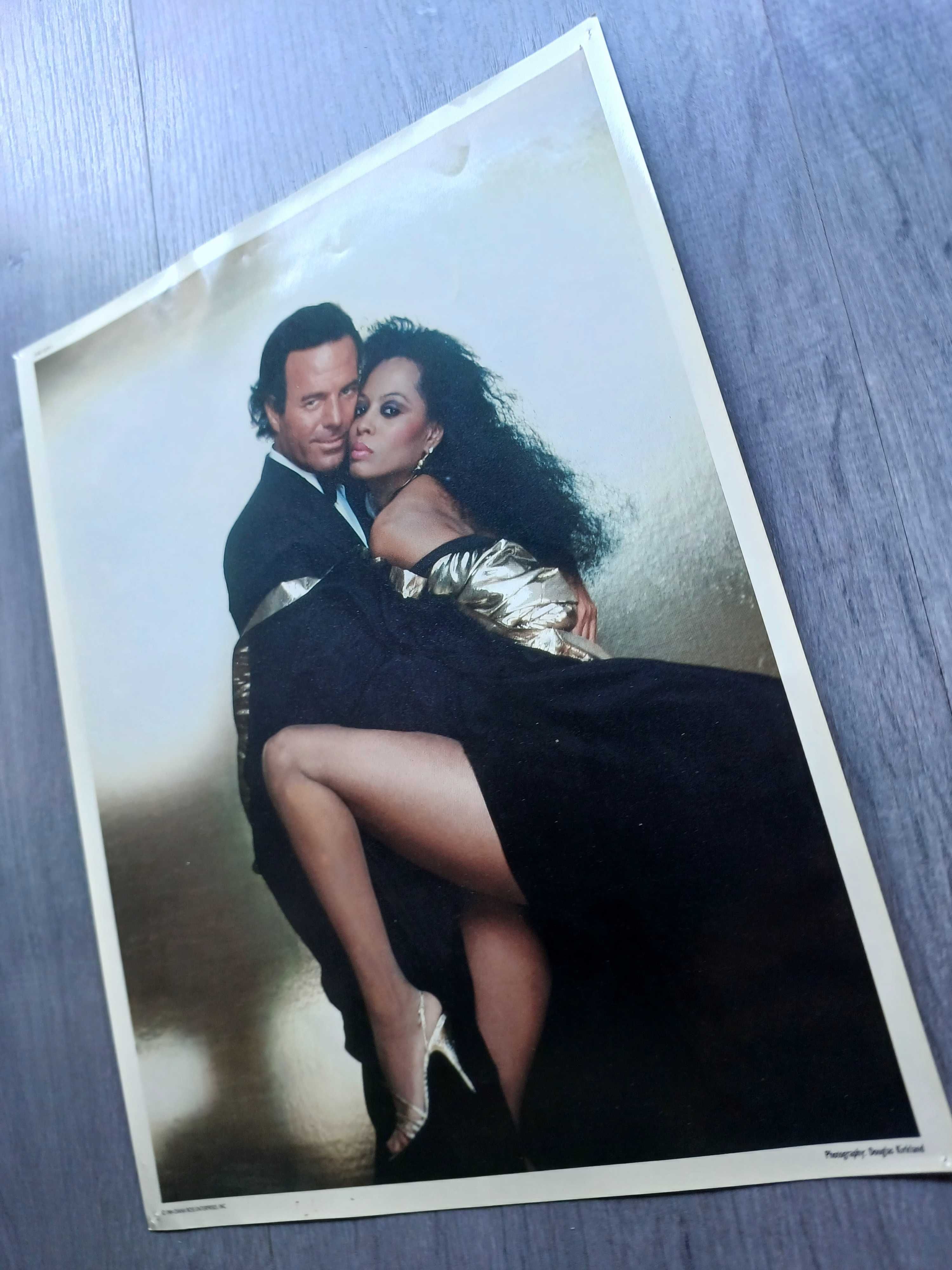 Mini Poster Promocional Júlio Iglesias Diana Ross 1984