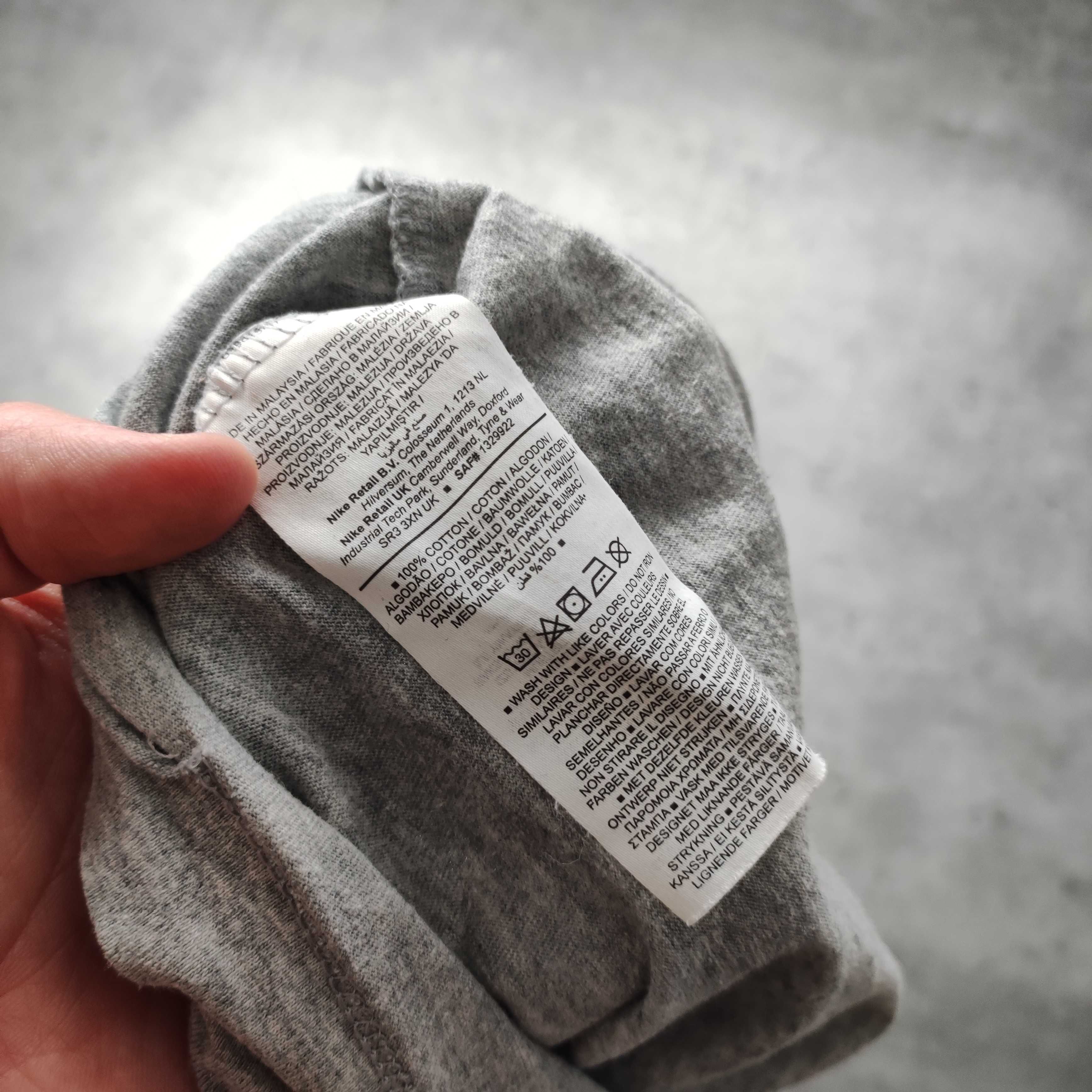 MĘSKA Koszulka Nike Haft Logo Casual Sport Klasyczna szara Bawełna