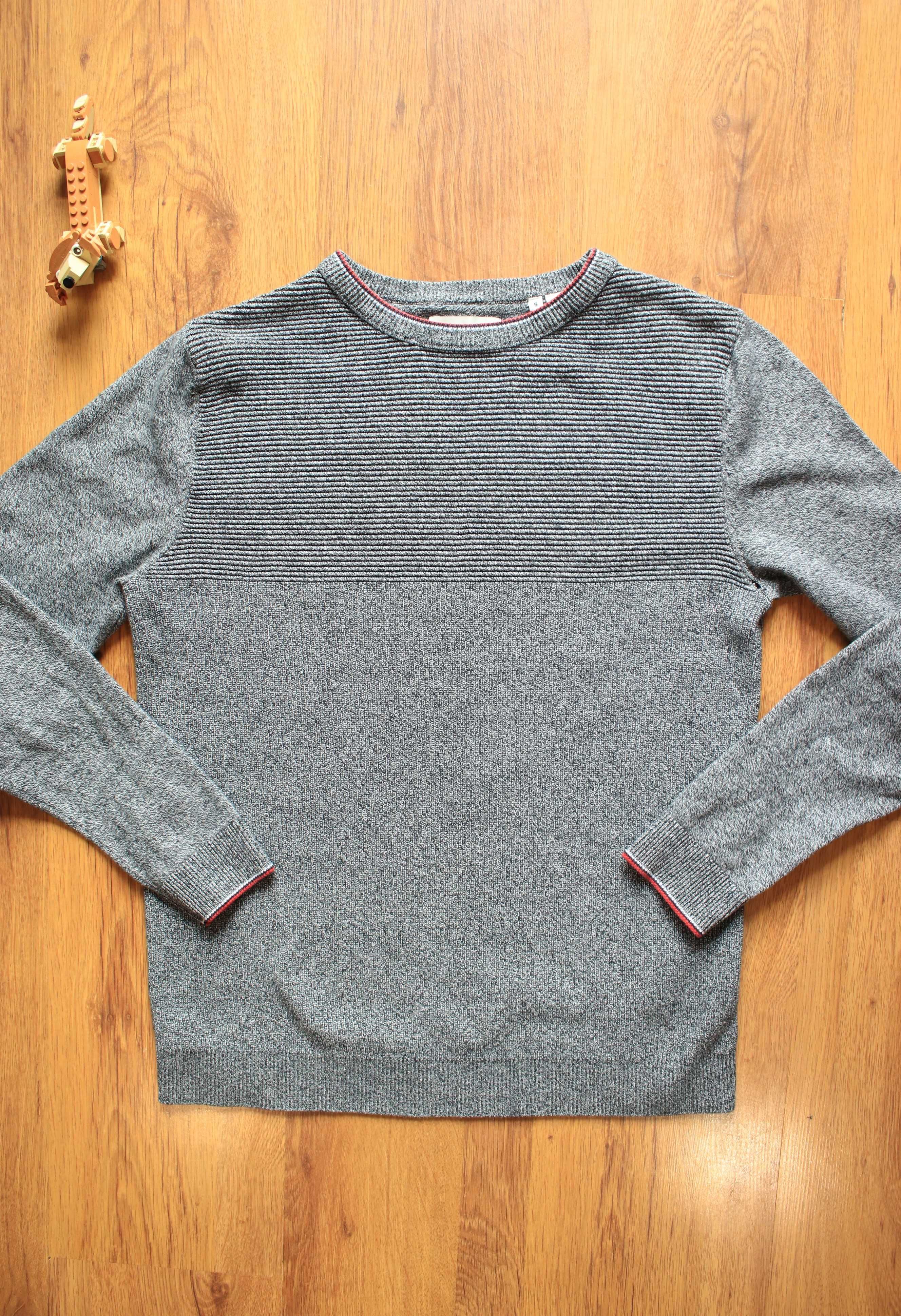 Sweter Jack and Jones r. S szary bawełniany męski dł. rękaw