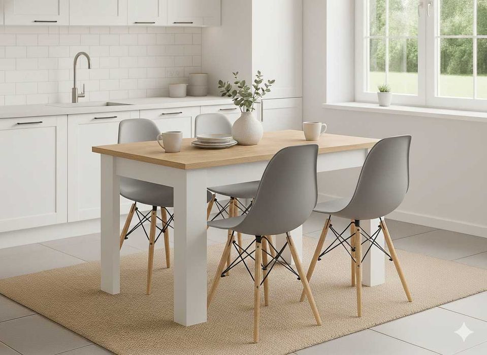 NOWY Stół z Krzesłami Drewniany do Kuchni Salonu Jadalni Stolik Loft