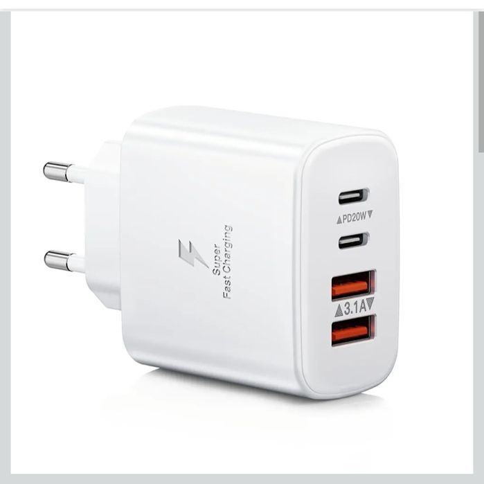 Ładowarka USB C, 40 W, 4-portowa wtyczka USBC Multi Fast Charger
