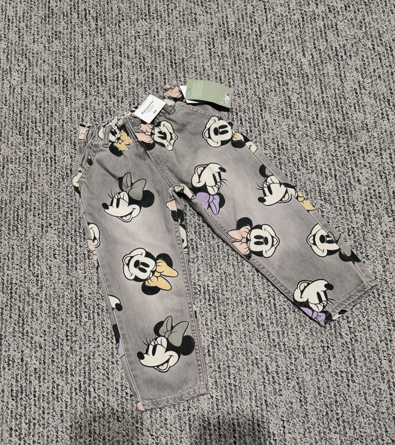 Jeansy H&M 98 paper bag relaxed fit Myszka Minnie Mouse Disney dżinsy