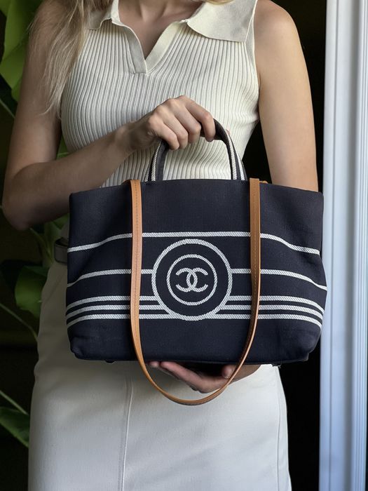 Chanel Canvas Tote navy/white — Made in Italy, Оригінал !