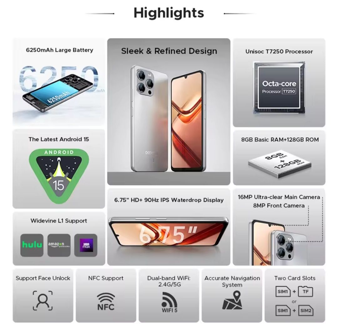 Doogee note 58 _8/128 GB _black+ годинник