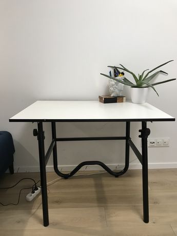 Stół kreślarski, biały, czarny, składany, biurko 100x70 cm