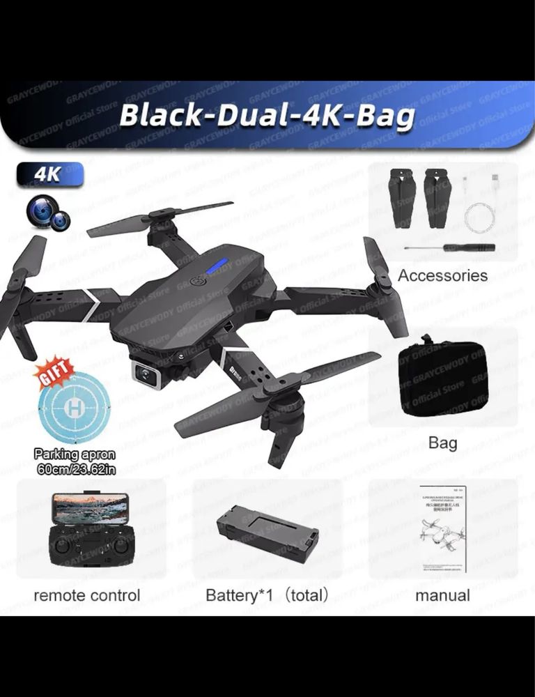 Новий E88Pro RC Drone 4K Professinal з 1080P