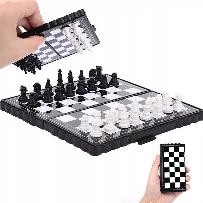 SZACHY WARCABY MAGNETYCZNE 2w1 Podróżne Mini Gra Planszowa SUPER !!!