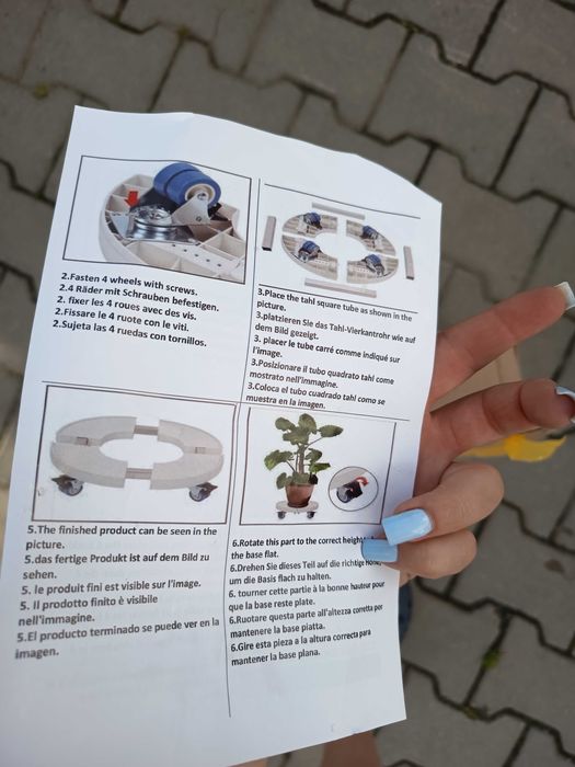 Okrągły wózek roślinny z kołami obrotowymi 360° r. 38-52 cm