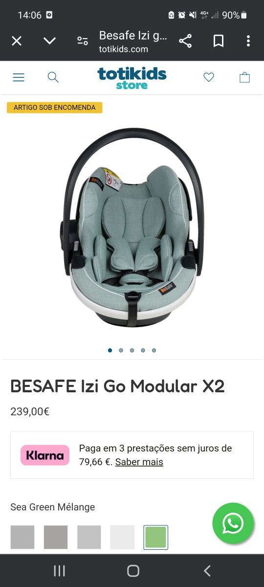 Be Safe verde pastel iZi Go Modular x1 i-Size - cor Sea Green