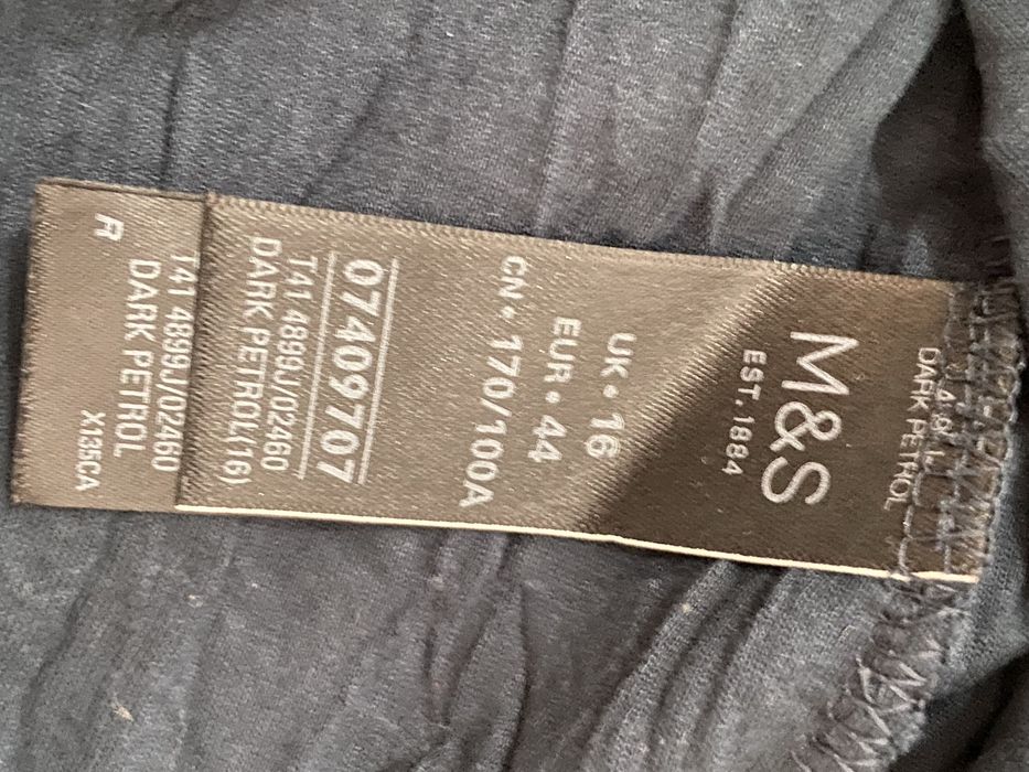 M&S Per una 44 damska bluzka długi rekaw ażurowa koronka turkus