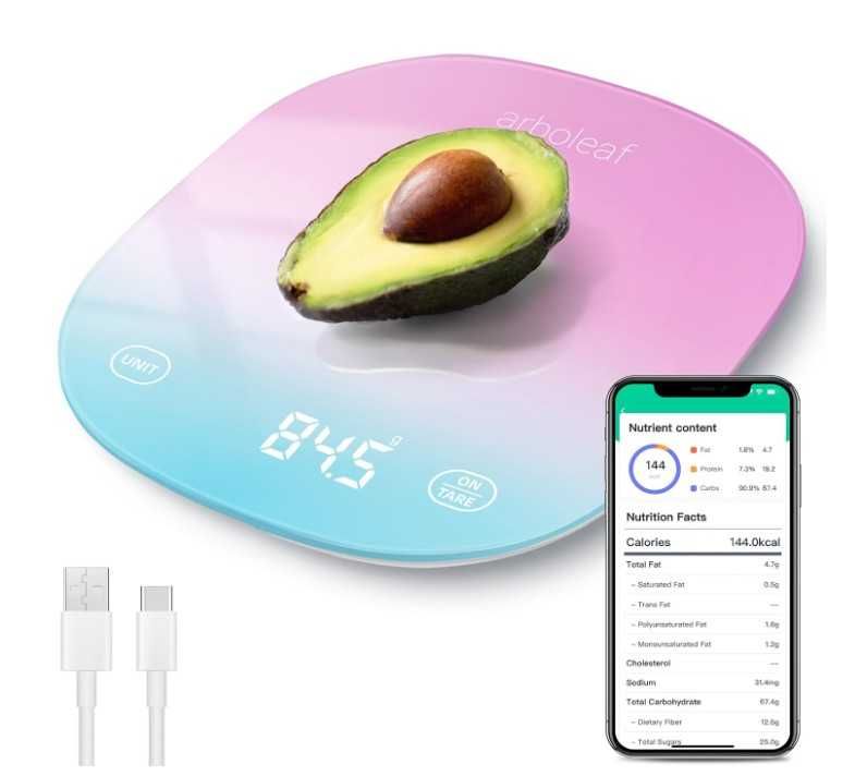 Cyfrowa waga kuchenna do 10kg, wyświetlacz LED, aplikacja Bluetooth