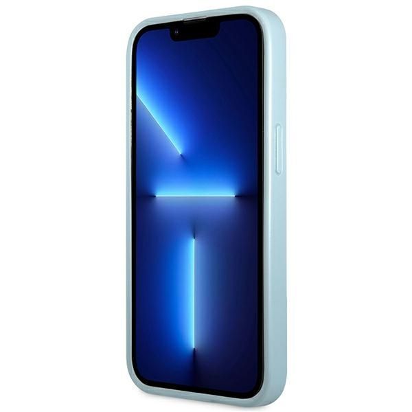 Guess Etui iPhone 13 Pro/13 6,1" Niebieskie Saffiano 4G Metalowe Logo