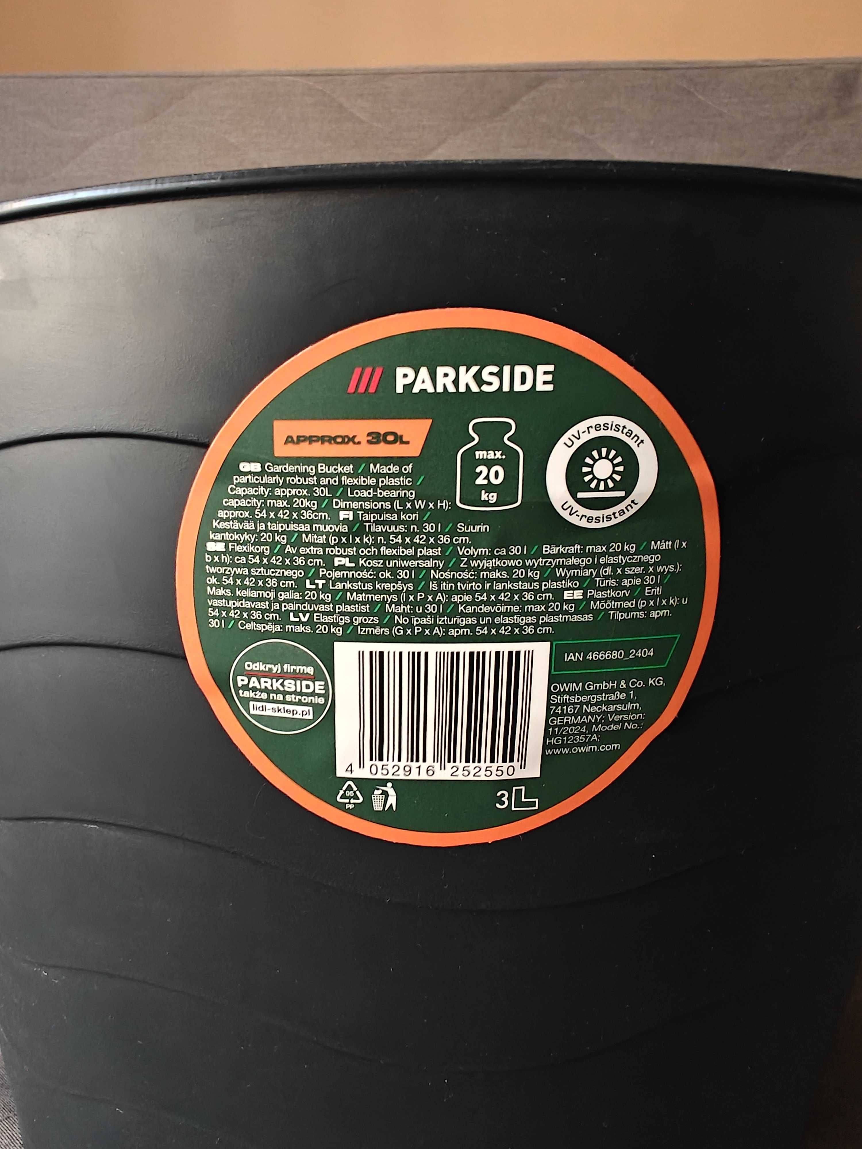 Kosz uniwersalny 30l Parkside Lidl maks. 20 kg ogrodowy