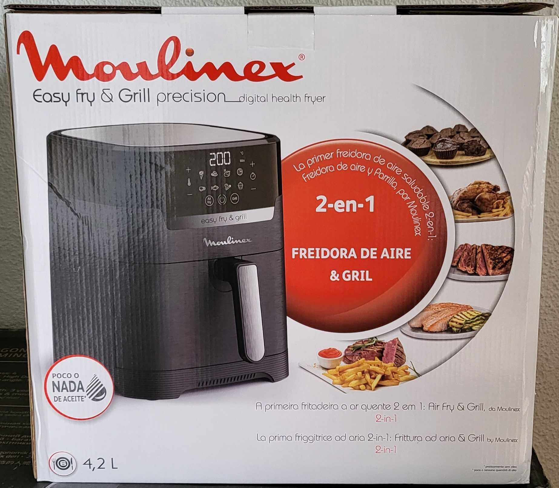 Fritadeira Sem Óleo Air Fryer & Grill Precision da Moulinex, Nova