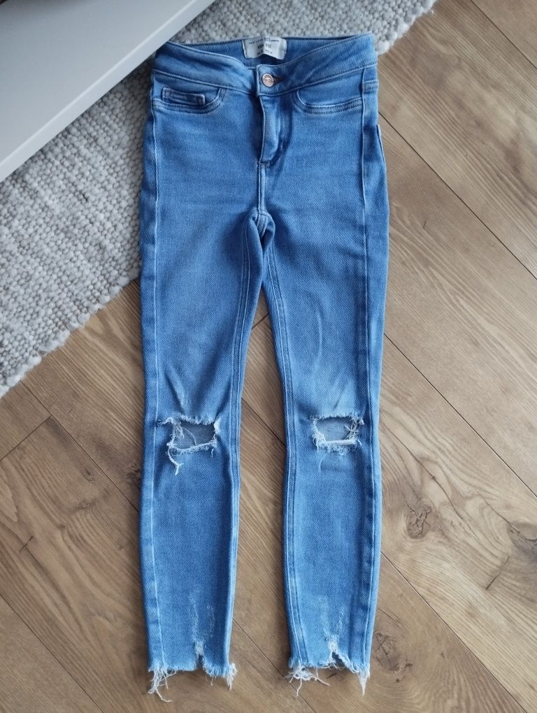 128cm 134cm spodnie jeansowe dziewczęce, wysoki stan jeansy