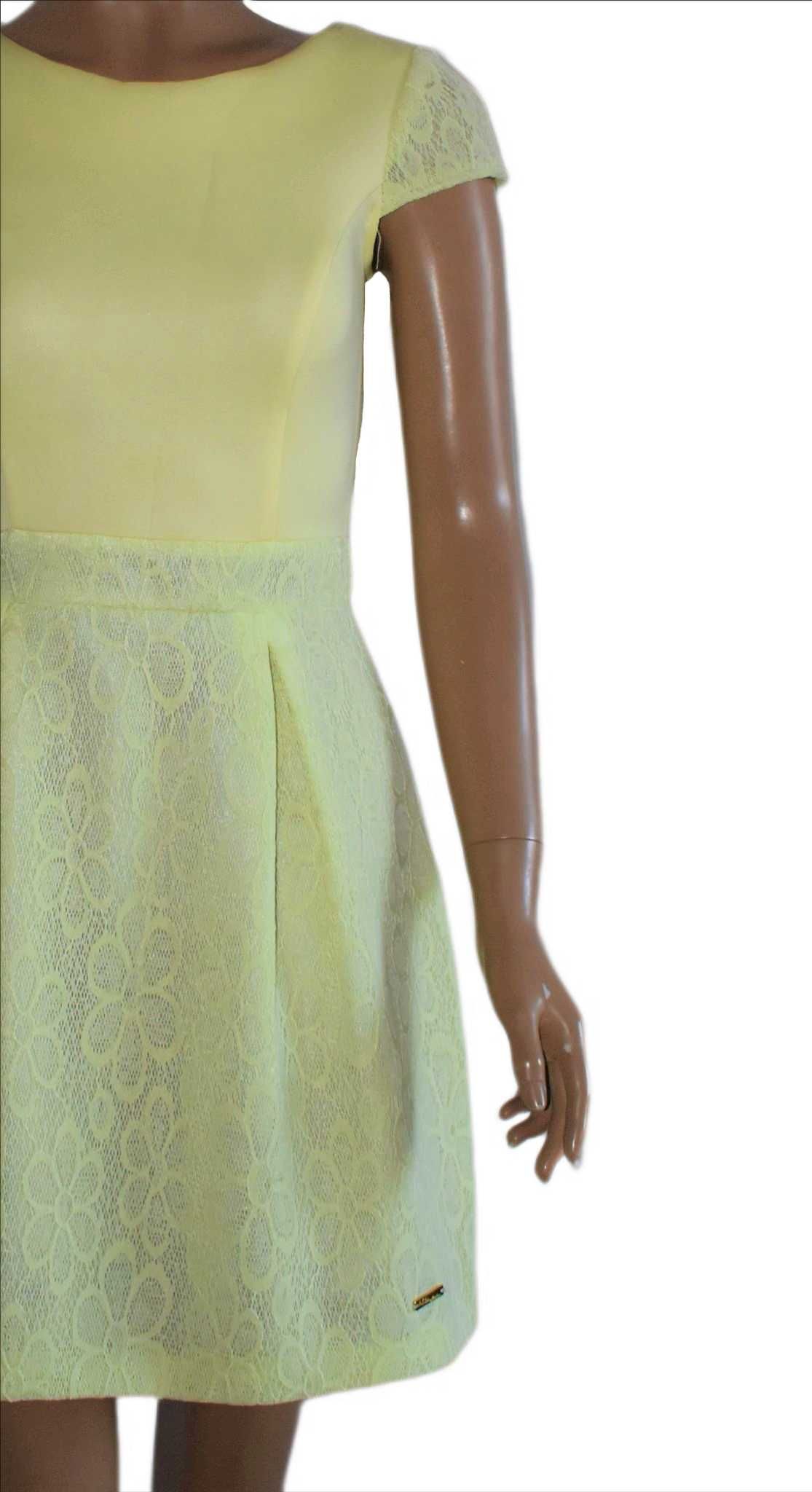 Rozkloszowana piankowa sukienka Limonka r. 38