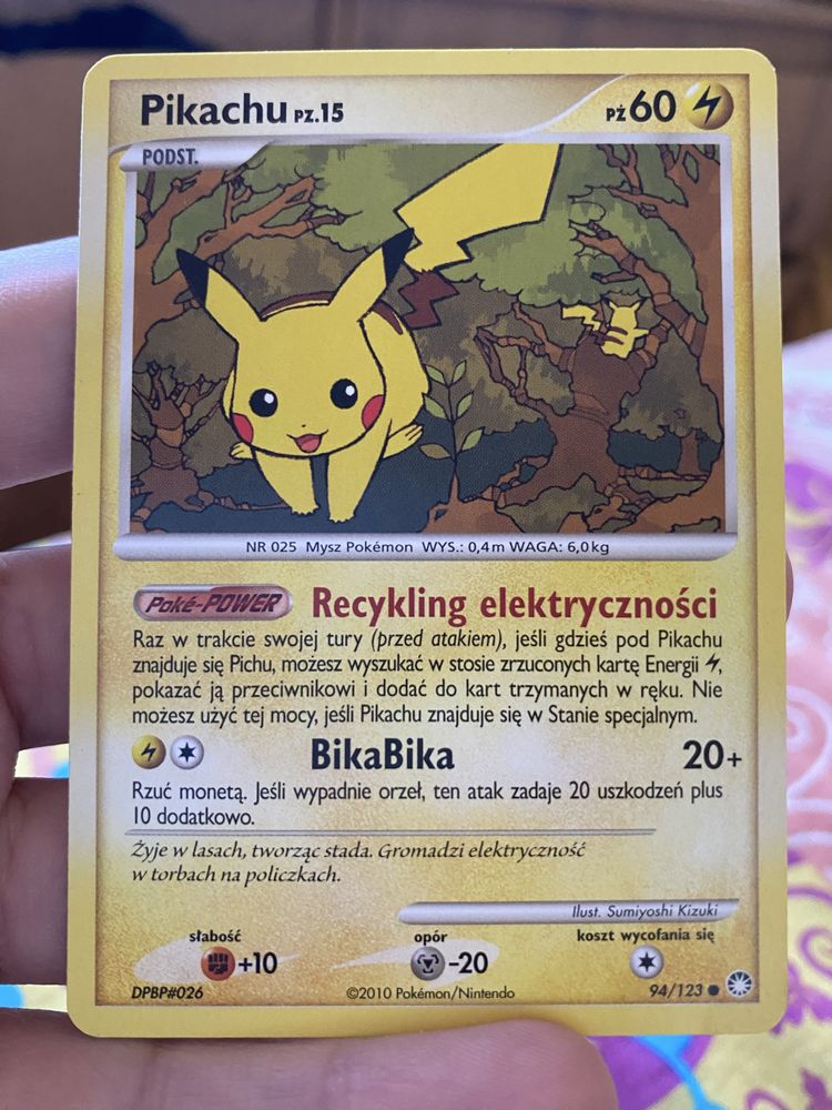 Pikachu pz.15 polska edycja rarytas mięra karty pokemon