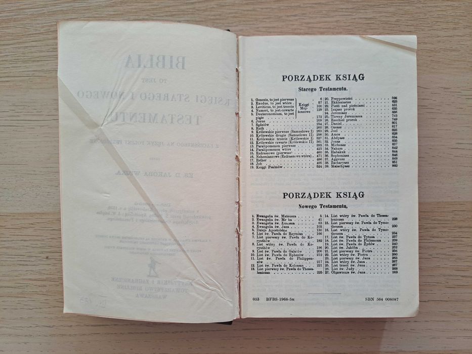 1968 rok. Biblia Święta Jakóba Wujka