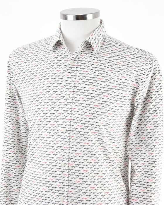 HUGO BOSS чоловіча біла сорочка в принт. Оригінал. (L)