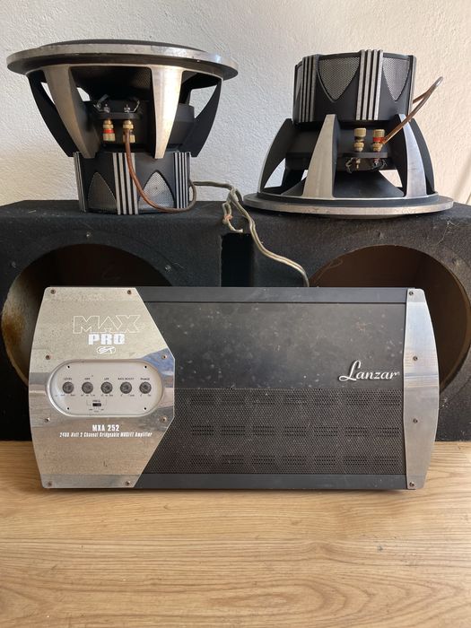 Subwoofer e amplificador marca lanzar
