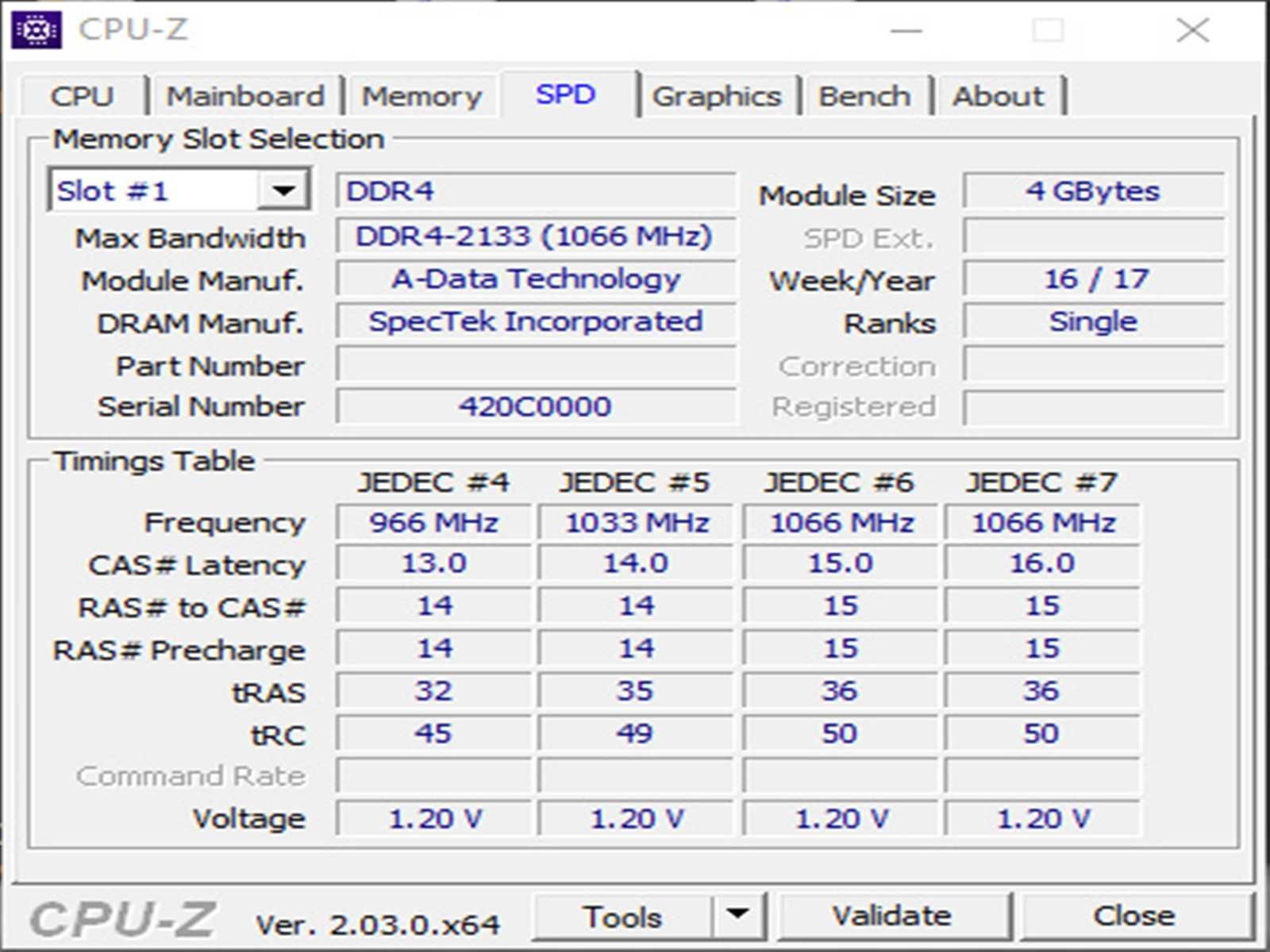 DDR4 4GB AdaTa 2133