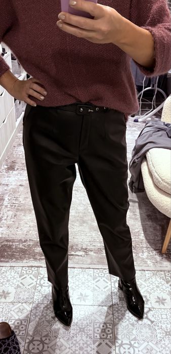 Жіночі чорні штани із екошкіри. Р.46-48.