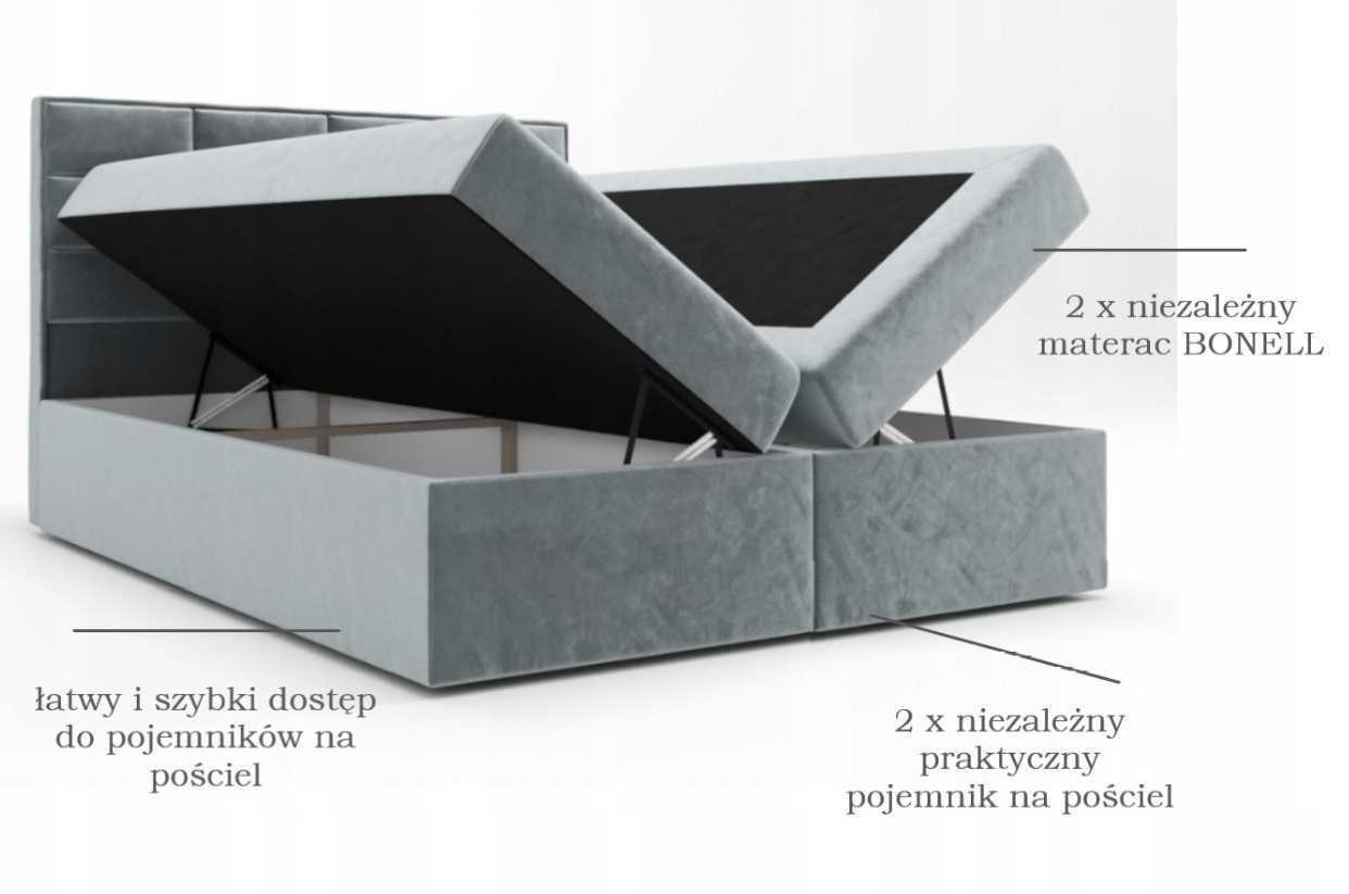 Łóżko Kontynentalne WIELE WYMIARÓW Boxspring 160x200 + Materace BONITO