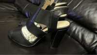 Sandały Piękne czarne buty damskie na wysokim obcasie rozmiar 36