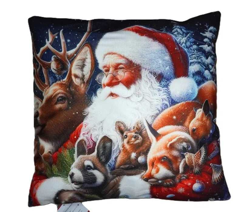 Zestaw 2 poduszek Mikołaj ze zwierzątkami