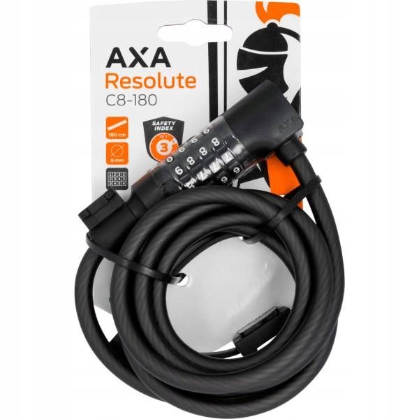 Zapięcie rowerowe linka AXA RESOLUTE 180cm/8mm + uchwyt, na szyfr