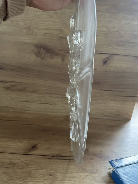 szklana taca lub panel dekoracyjny z motywem kwiatowym,  Walther-Glas.