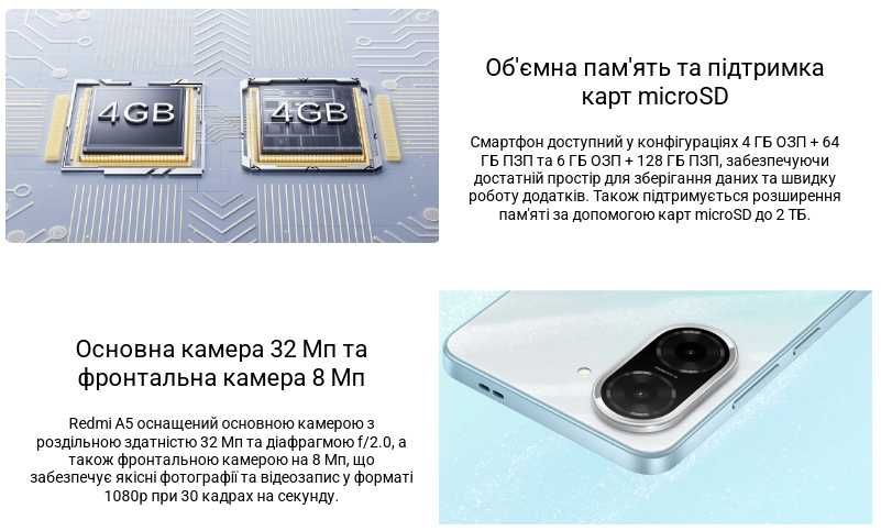 Нові Смартфон Xiaomi Redmi A5 3/64-4/128GB Global Version