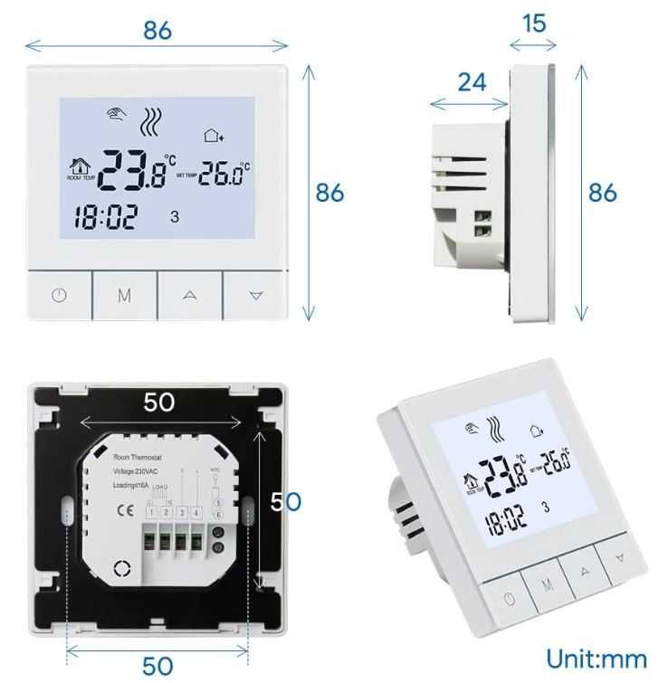 Termostat Beok TDS75-WP do wodnego ogrzewania podłogowego