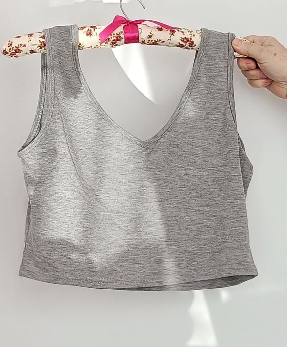 Missguided. Szary bawełniany crop top bawełniany 36 38 oversize S M