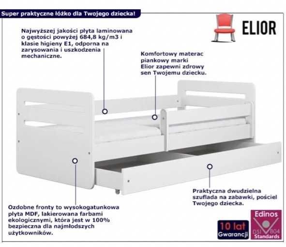 Łóżko dziecięce z materacem Candy 2X 180x80 - białe