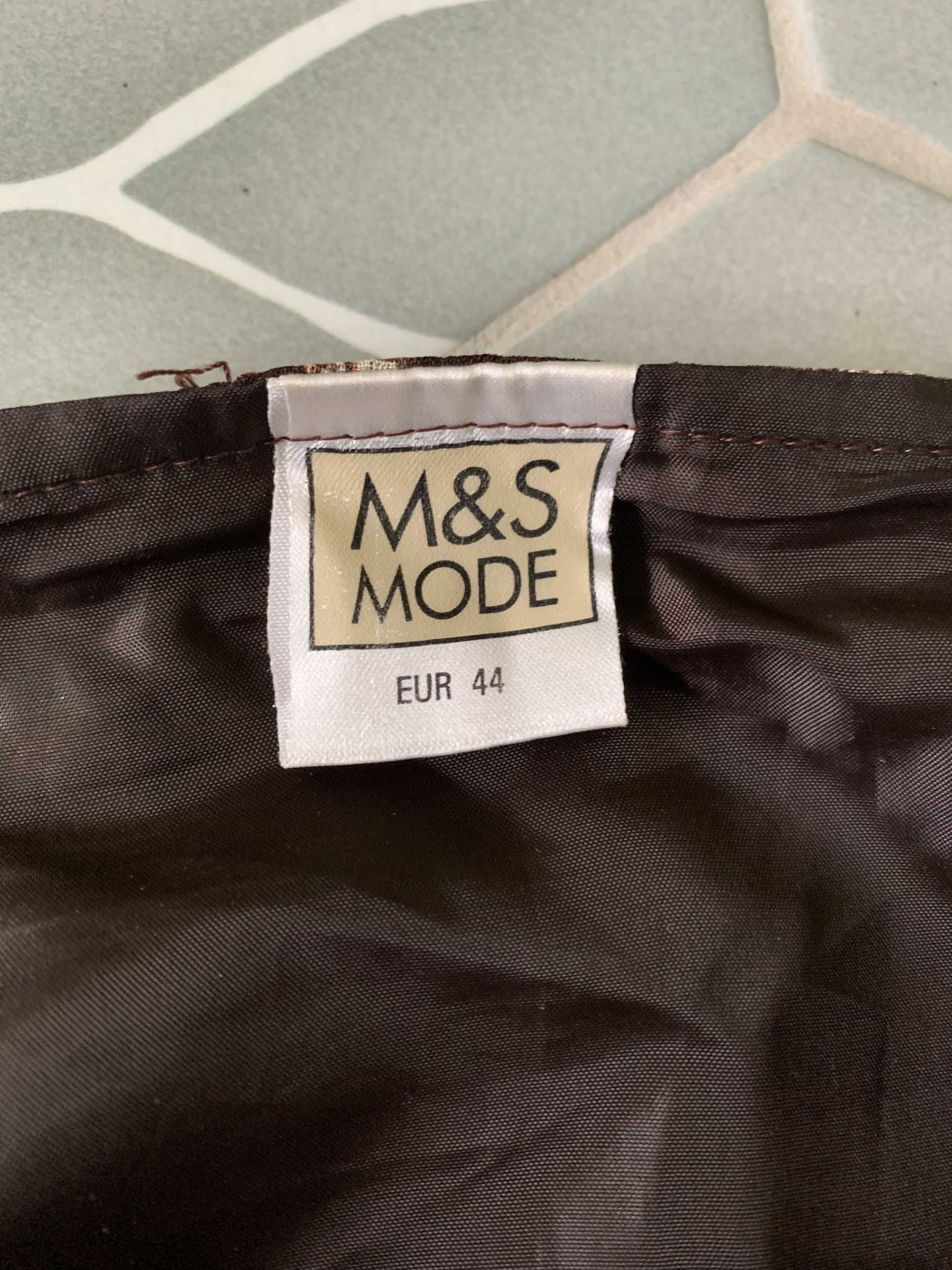 Asymetryczna "turecka" spódnica M&S w brązowo-beżowej tonacji roz. XL