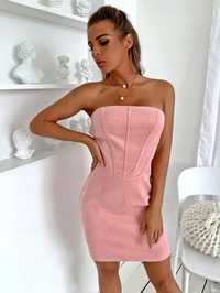 SHEIN Sukienka mini tuba zamszowa elegancka różowa