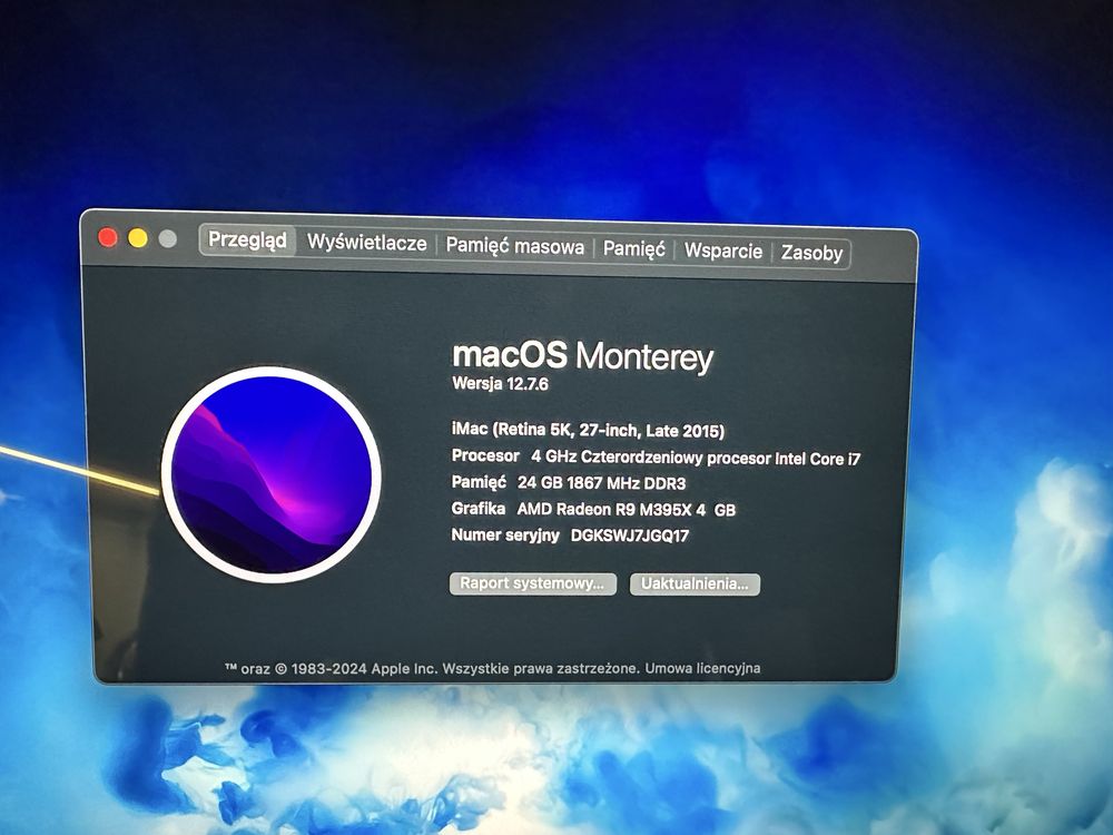 IMac 5K I7 4GHz 24GB 500SSD AMD  M395X 4GB