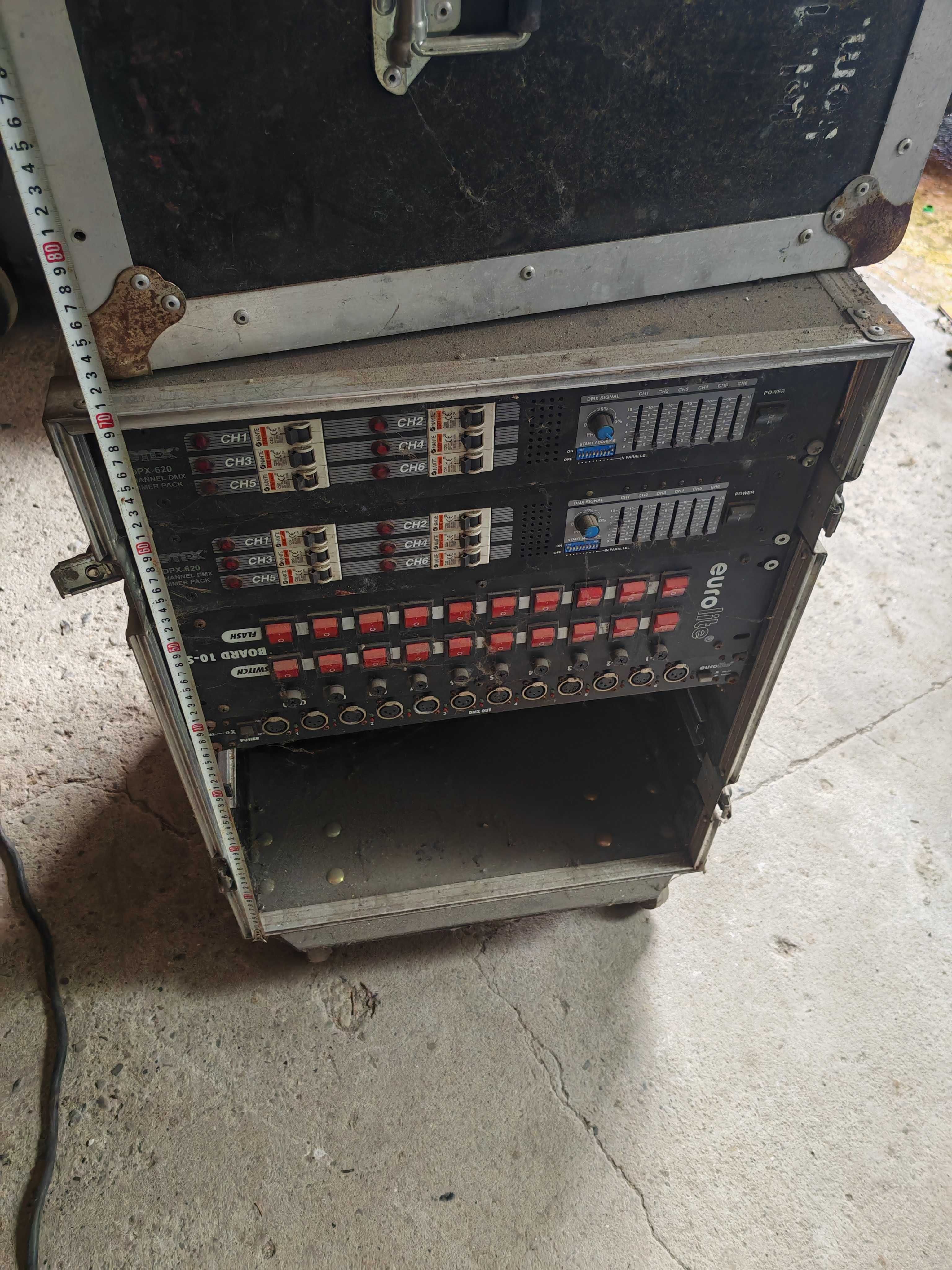 Dimmer 2x dpx 620 6ch 12 kanalow harting eurolite board 10st dmx case