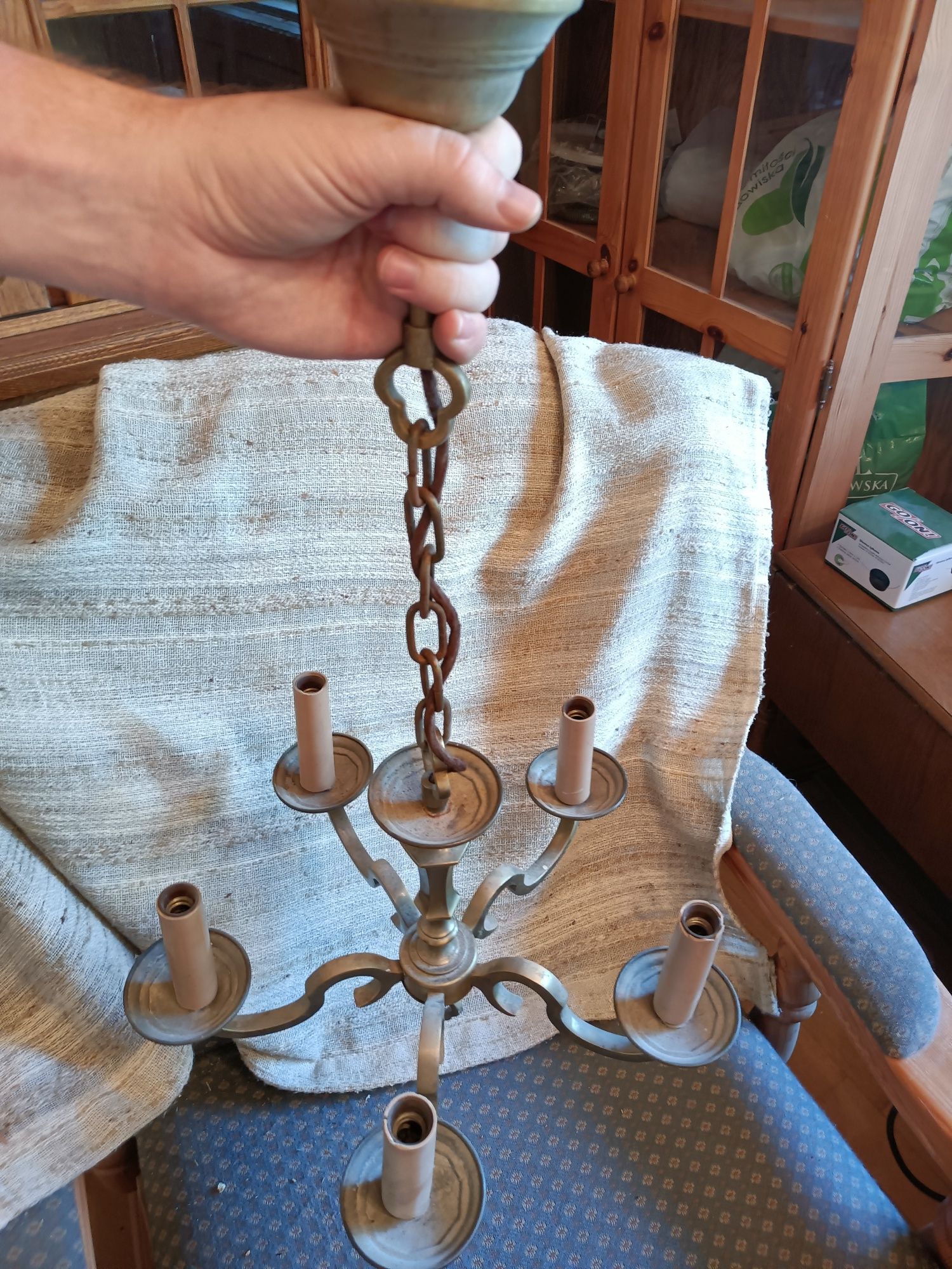 Mosiężna żyrandol, lampa