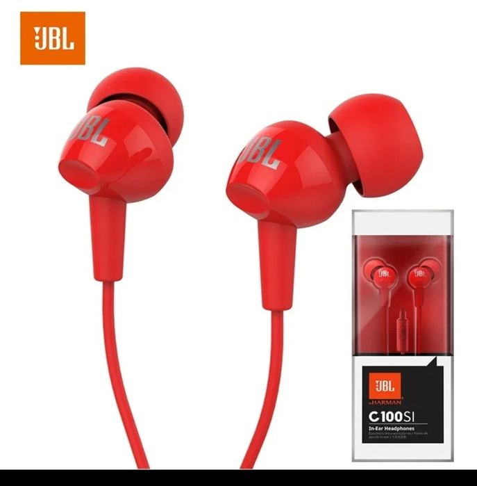 JBL C100SI-orginał/przewodowe słuchawki douszne+zapasowe muszle/red