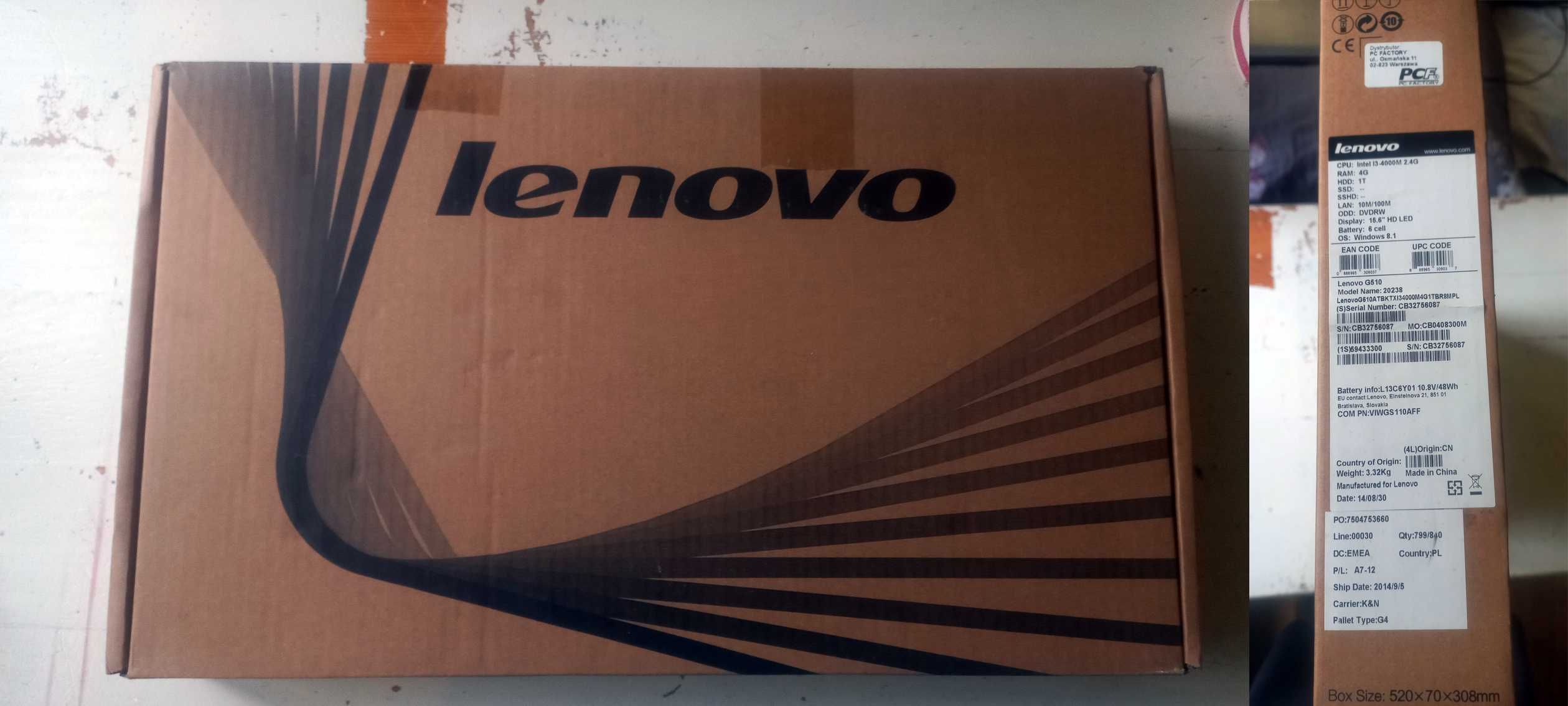 Laptop Lenovo G510 BOX i3-4000M R5 M230 1TB HDD niesprawna klawiatura
