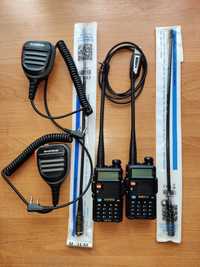 2x radiotelefon Baofeng UV-5R zestaw, kabel, lepsze anteny