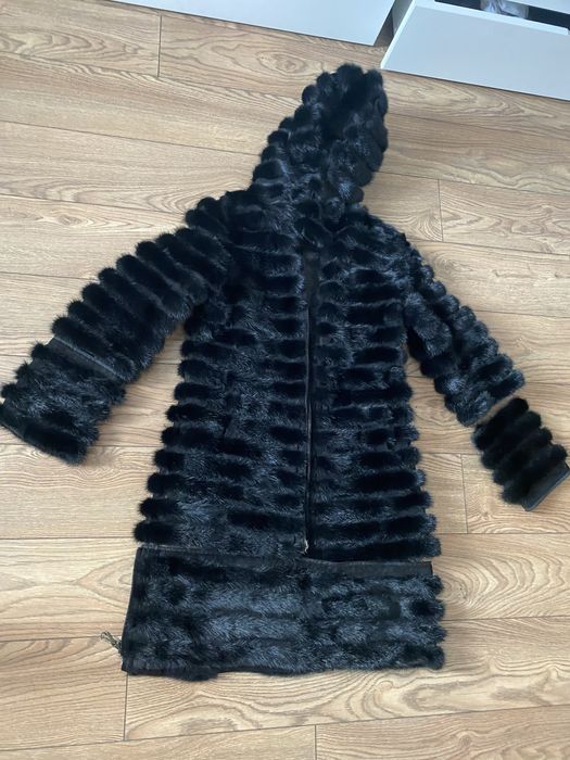 натуральна шуба хвостики норки, розмір XL на худу жінку