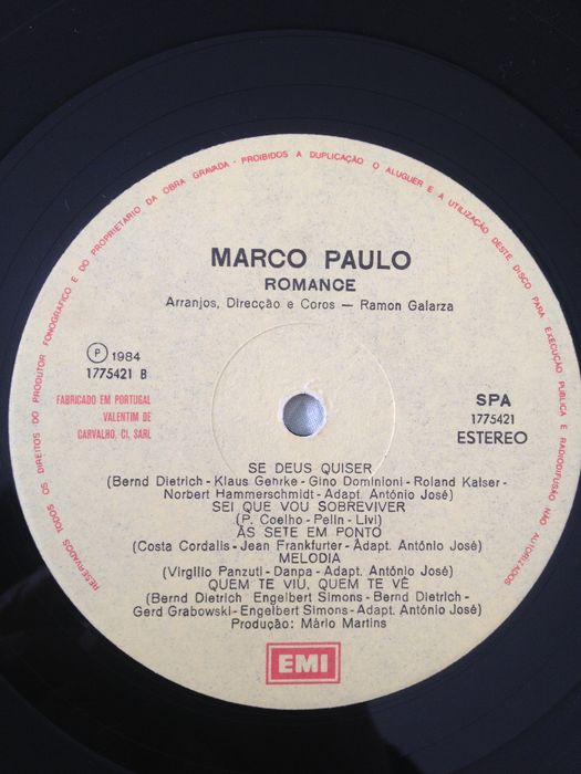 Disco Vinil Marco Paulo "Romance"