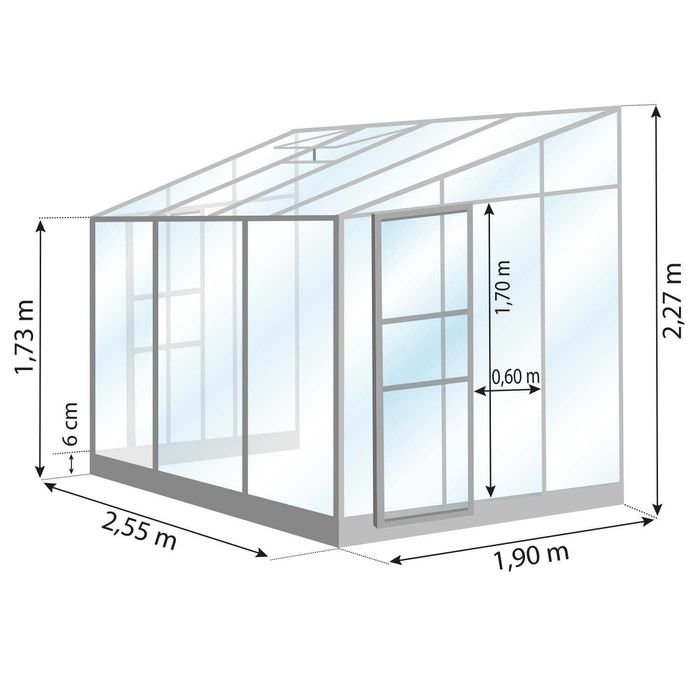 Szklarnia przyścienna Oranżeria S2020 LAMS 1,9x2,55m 4,9m2