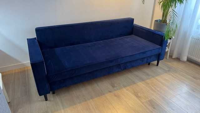 Sofa, kanapa 3-os. TERRA Blue, funkcja spania, pojemnik na pościel