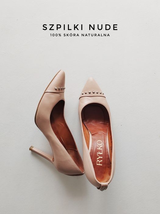 Szpilki Ryłko skóra naturalna szpilki nude