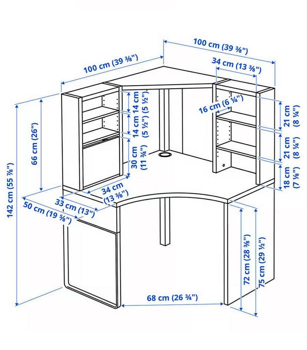Biurko narożne białe Micke IKEA - magnes